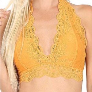 Ash Mustard Lace Halter Bralette